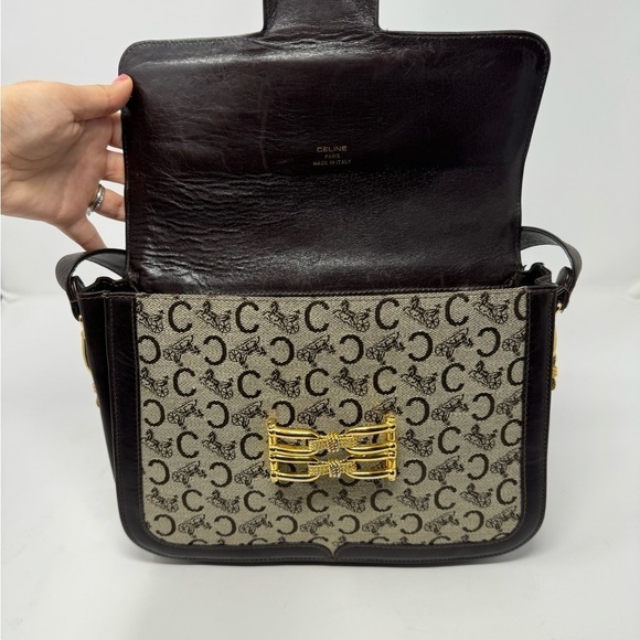Celine Vintage 70s Carriage Monogram Canvas & Leather Horse Carriage Crossbody - Picture 8 of 15